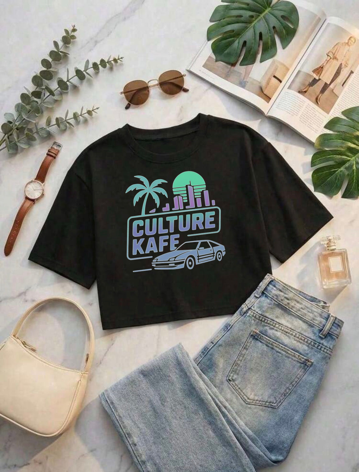 Oversized Culture Miami Crop top CULTURE KAFE