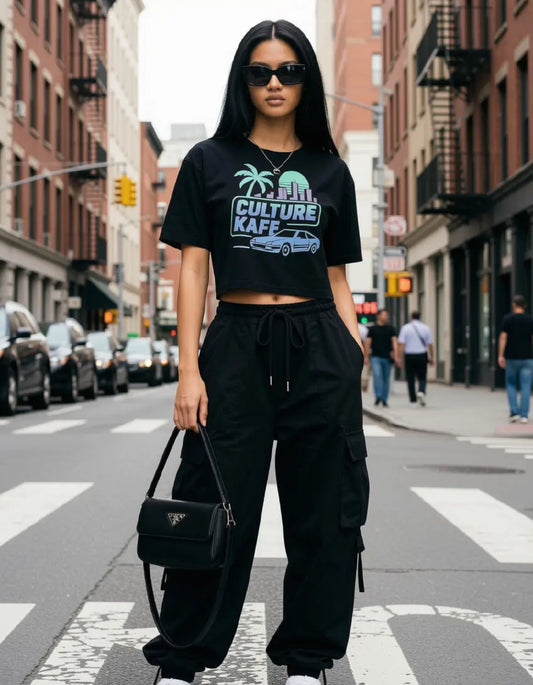 Oversized Miami Crop Top – Trendy Casual Streetwear